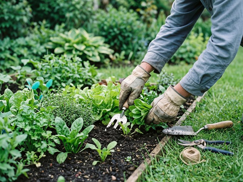 Gepflegtes Blumenbeet im Garten